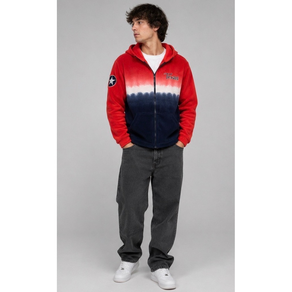 Texas Creative Apparel Concepts RWB Tie Dye Fleece Full Zip Hoodie Medium NEW
